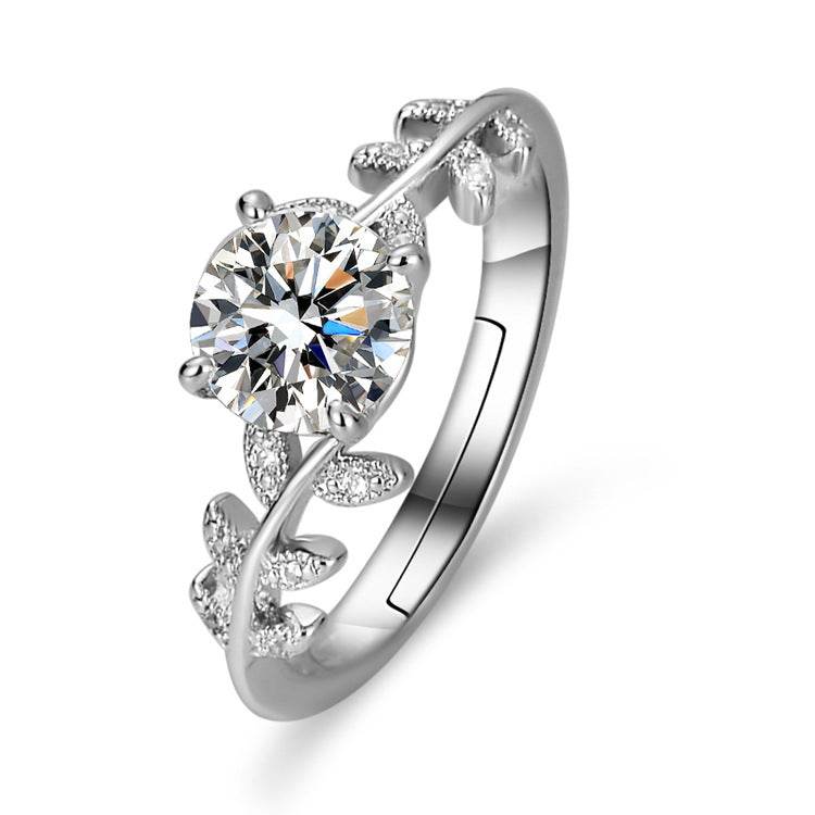 BuyCenter Japanese Style White Copper Laurel Ring - Adjustable Women's Jewelry - Buy Center