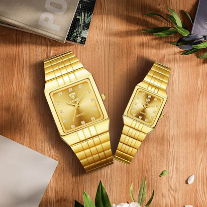 Luxury Gold Men's Quartz Watch - Classic Diamond Design, Slim 7mm - Buy Center