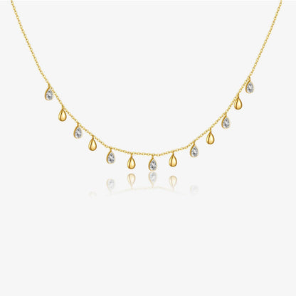 S925 Sterling Silver Long Necklace - Pear-Shaped Zircon Pendant, Adjustable Length - Buy Center