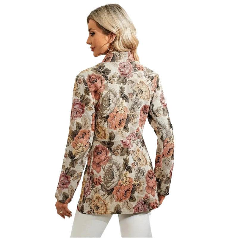 Buycenter Women's Casual Printed Jacket - Stylish Floral Design, Polyester - Buy Center