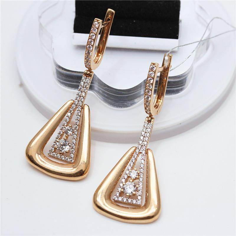 Elegant Rose Gold Plated Zircon Earrings - All-Match Design for Women - Buy Center