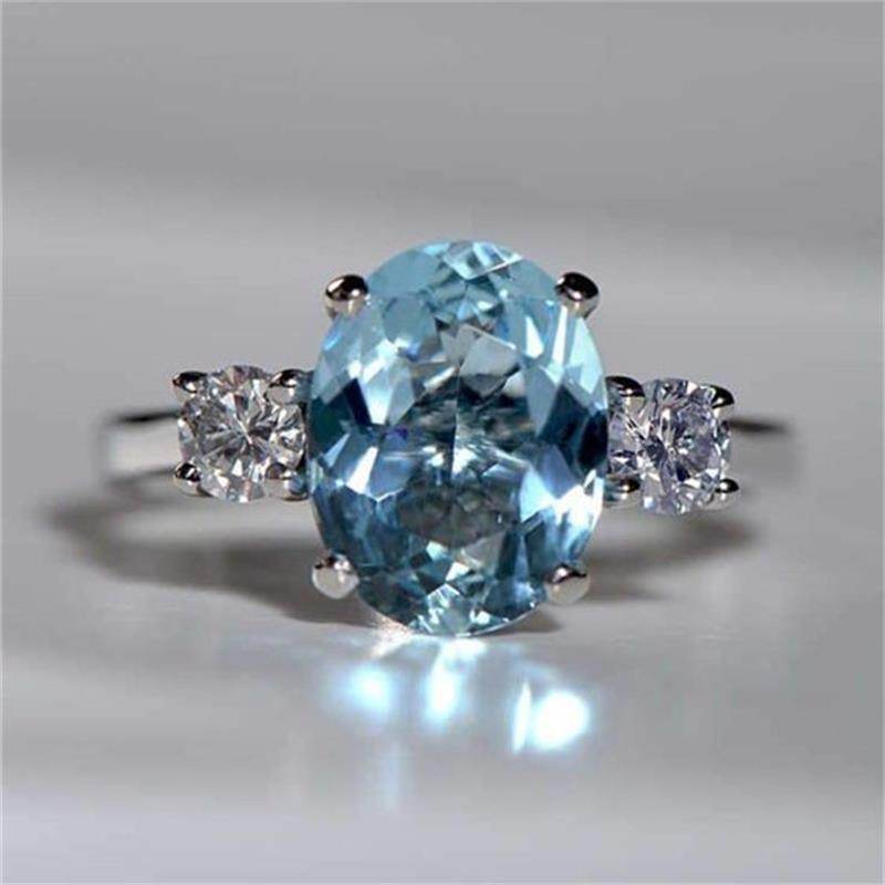 Buy Center Women's Oversized Aquamarine Ring - Stylish Alloy Jewelry - Buy Center