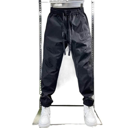 Men's Cargo Pants - Letter Print Ankle Band, Drawstring Style Slacks - Buy Center