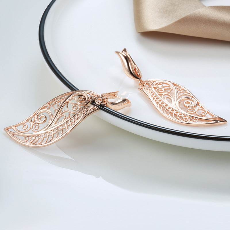 Women’s Retro Hollow Earrings - Rose Gold Geometric Fashion Jewelry - Buy Center