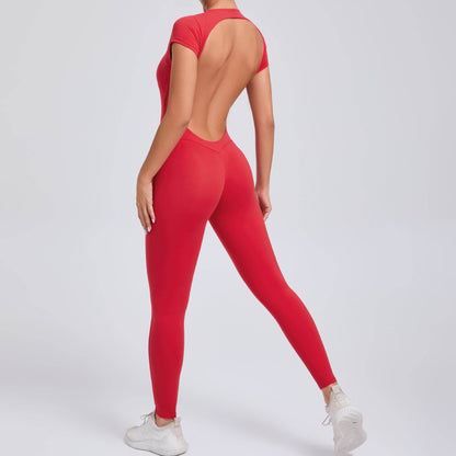 Buycenter Pure Color Tight Yoga Jumpsuit - Moisture Absorbent & Flexible Fit - Buy Center