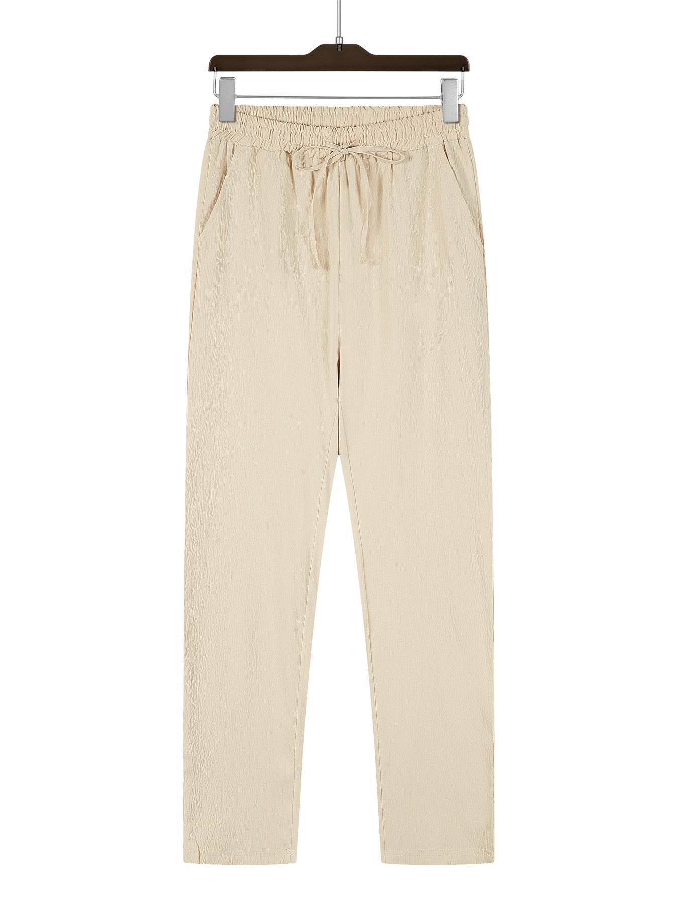 Men's Casual Straight Pants - Mid Waist, Micro-Elastic, Bamboo Fiber - Buy Center