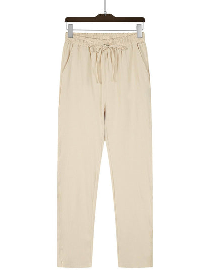 Men's Casual Straight Pants - Mid Waist, Micro-Elastic, Bamboo Fiber - Buy Center