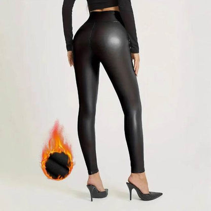 Buycenter Slim Fit Leather Pants - Hip Raising Velvet Leggings - Buy Center