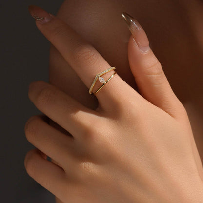 Buy Center Trendy Zircon Twin Ring - Affordable Luxury for Women - Buy Center