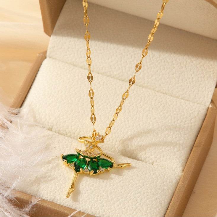 Buy Center Light Luxury Dance Girl Necklace - Simple Gold Titanium Steel - Buy Center