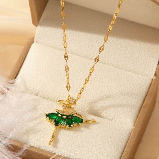 Buy Center Light Luxury Dance Girl Necklace - Simple Gold Titanium Steel - Buy Center