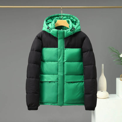 Cotton Contrast Patchwork Down Jacket - Stylish & Warm for All Seasons - Buy Center