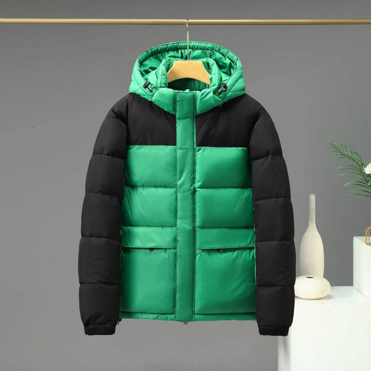 Cotton Contrast Patchwork Down Jacket - Stylish & Warm for All Seasons - Buy Center