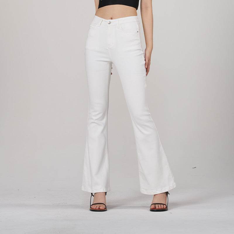 Buycenter White High Waist Slim Fit Horseshoe Pants for Women - Buy Center