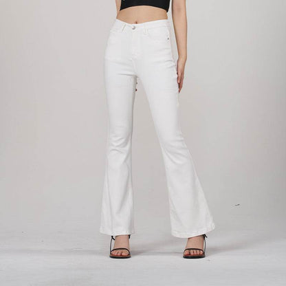Buycenter White High Waist Slim Fit Horseshoe Pants for Women - Buy Center