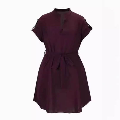 Women's Bowknot Short Sleeve Dress - Stylish Casual Wear in 7 Colors - Buy Center