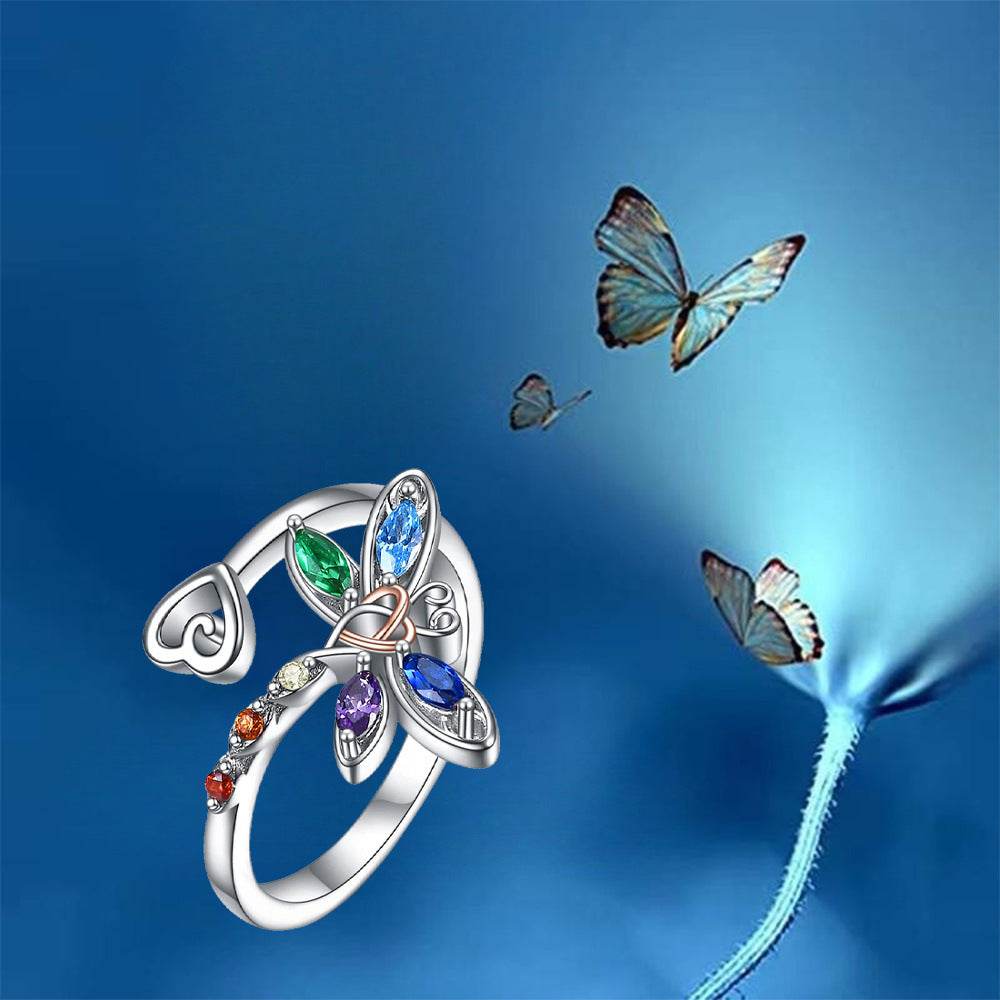 Buy Center Colorful Butterfly Ring - Stylish Zinc Alloy Design for Women - Buy Center