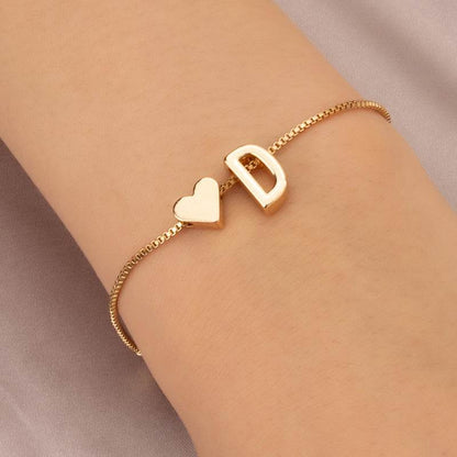 Cute Love Heart Bracelet - Personalized Couple Gift with English Letters - Buy Center