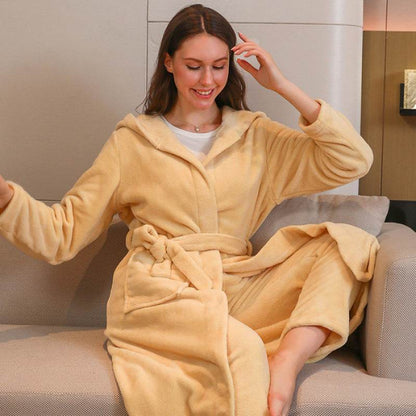 Women's Thickened Winter Flannel Pajamas - Warm Coral Fleece Robe - Buy Center