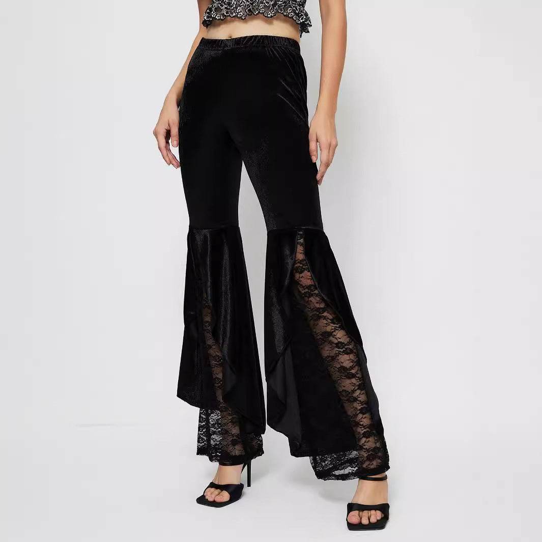 Women's Elegant Lace Bell-Bottom Pants - Stylish Wide Leg Trousers 2025 - Buy Center