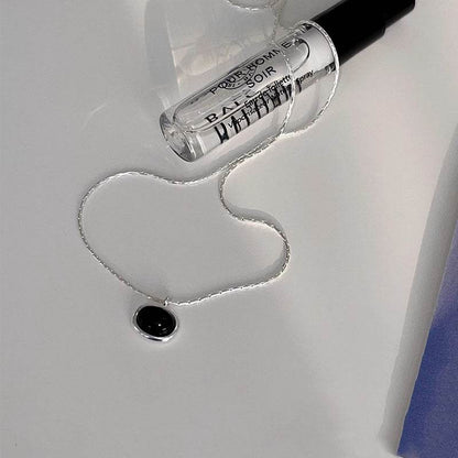 Black Agate Oval Necklace - Elegant 925 Silver Jewelry for Women - Buy Center