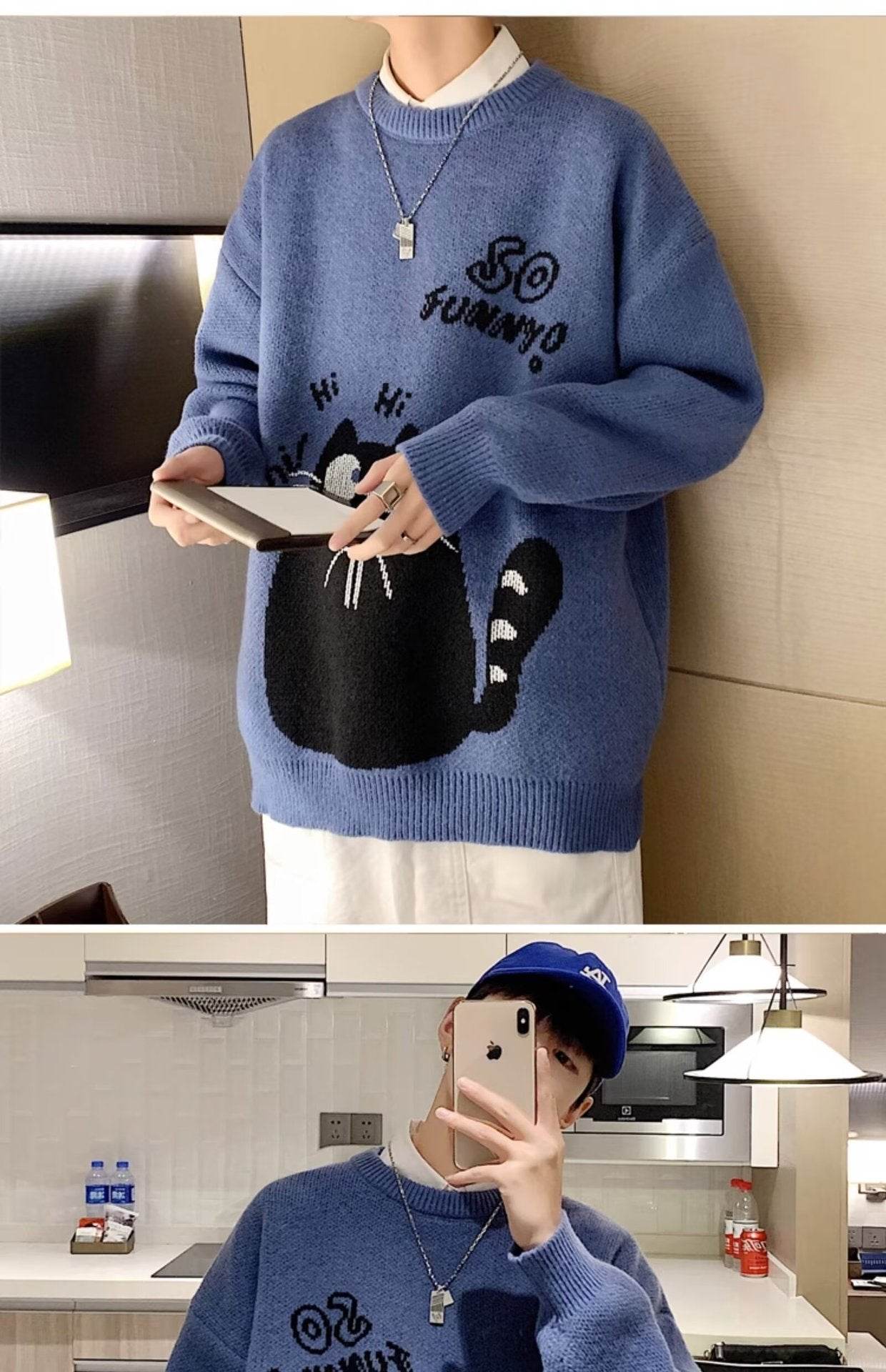 Stylish Men's Knitwear - Loose Fit Pullover Sweater for Autumn & Winter - Buy Center