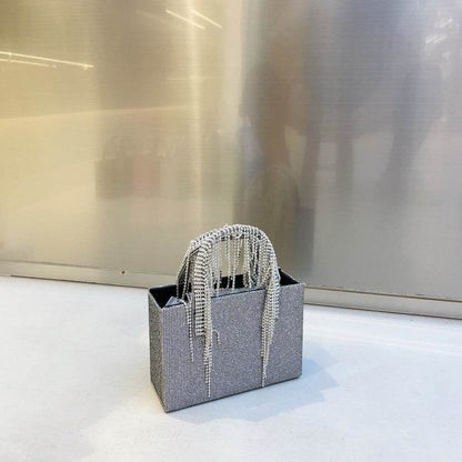 Portable Rhinestone Tassel Chain Square Bag - Trendy Evening Accessory - Buy Center