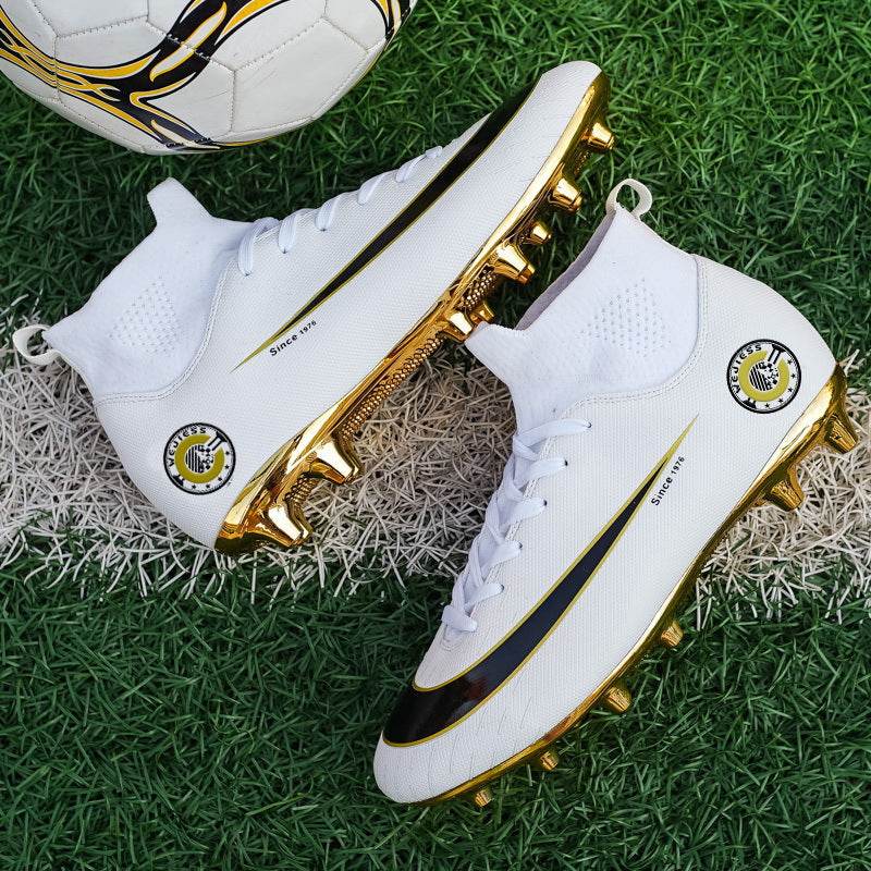 High-Top Gold-Plated Soccer Shoes - Breathable & Stylish for All Grounds - Buy Center