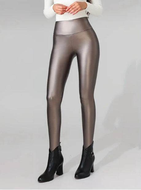 Buycenter Slim Fit Leather Pants - Hip Raising Velvet Leggings - Buy Center