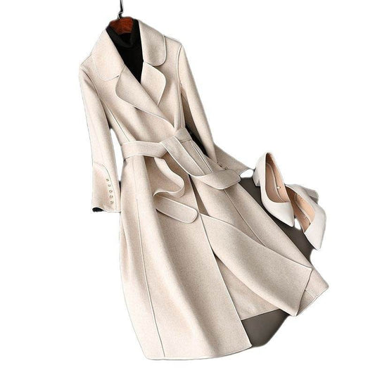Buycenter Women's High-End Woolen Trench Coat - Stylish & Cozy Fashion - Buy Center