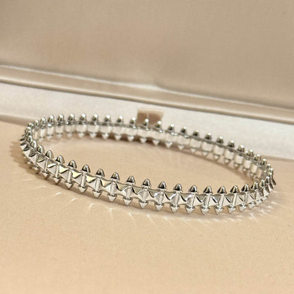 Versatile S925 Sterling Silver Rivet Bracelet - Elegant Mesh Design & Glossy Finish - Buy Center