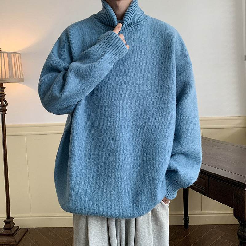 Solid Color Loose Pullover Sweater for Men - Comfy Long Sleeve Style - Buy Center