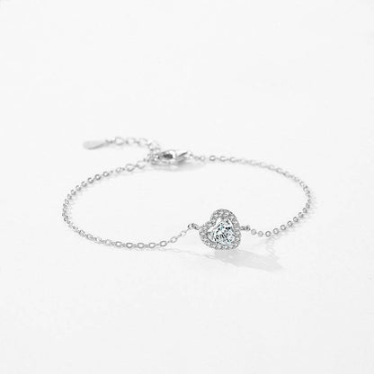 Buy Center Women's S925 Silver Heart Bracelet with Artificial Diamond Accent - Buy Center