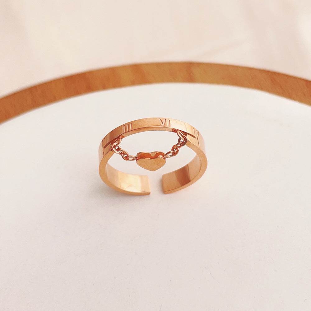 Buycenter Cute Heart Double-Layer Ring - Rose Gold Geometric Design - Buy Center