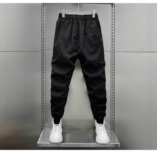 Men's Quick-Drying Ankle-Tied Sports Pants - Solid Color Casual Fit - Buy Center