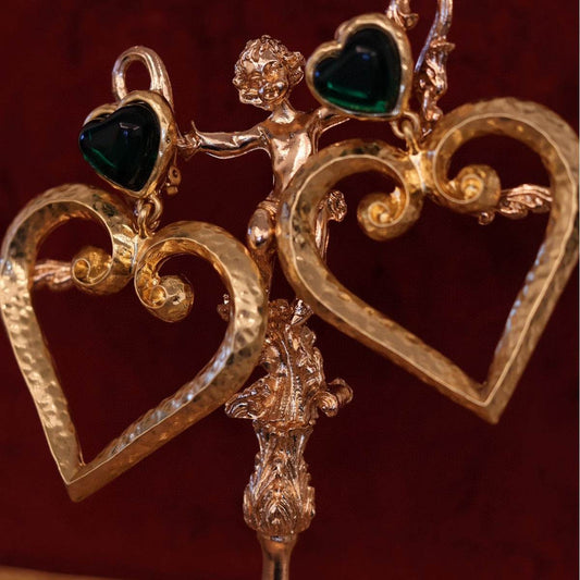 Buycenter Bottle Green Heart Vintage Ear Clips - High-Grade Fashion Jewelry - Buy Center