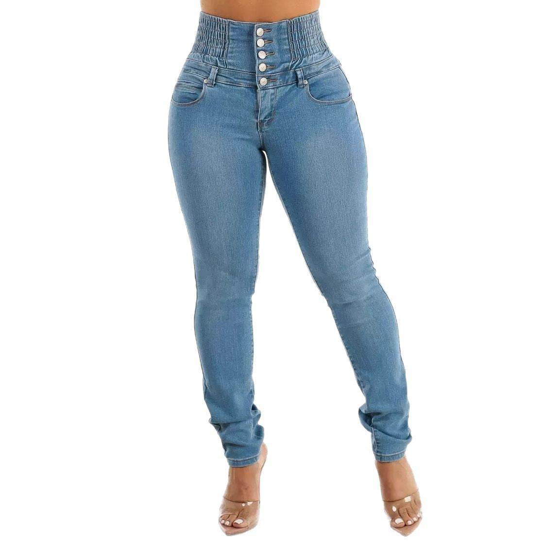 Buycenter Women's High Waist Slimming Jeans - Stretchy Street Style - Buy Center