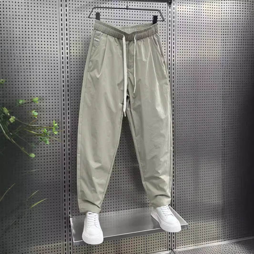 Men's Casual Ankle-Length Sports Pants - Solid Color High Waist Trousers - Buy Center