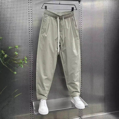Men's Casual Ankle-Length Sports Pants - Solid Color High Waist Trousers - Buy Center