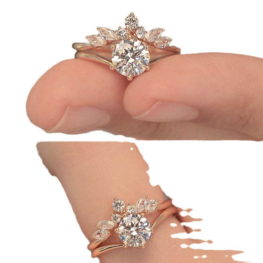 Buy Center Sanjie Rose Gold Couple Rings - Simple Alloy Set for Women - Buy Center