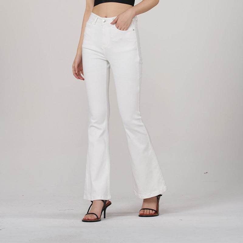 Buycenter White High Waist Slim Fit Horseshoe Pants for Women - Buy Center