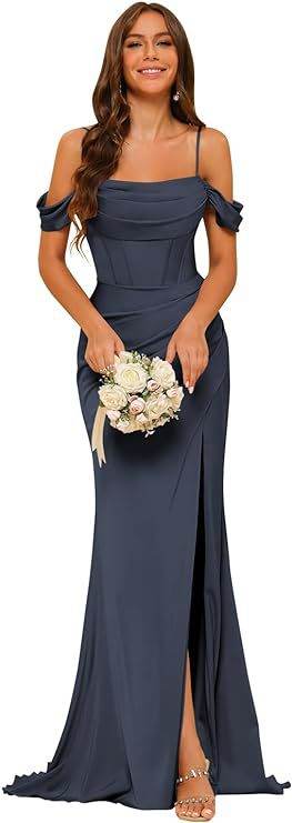 Buycenter Off-the-shoulder Satin Ball Gown - Dusty Rose & More Colors - Buy Center