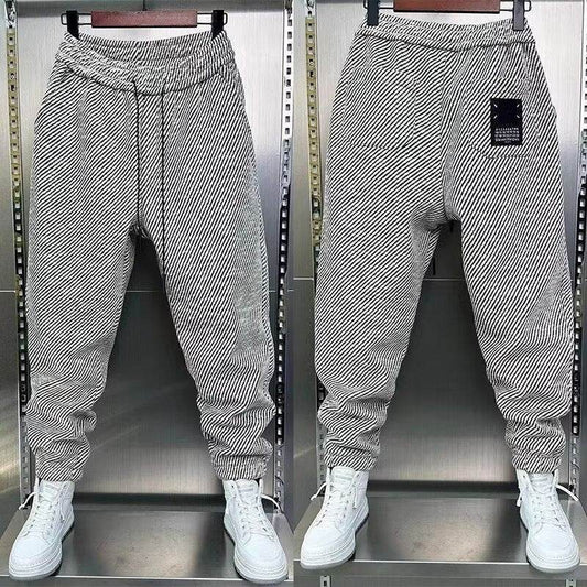 Fashionable Loose Ankle Banded Pants - Mid Waist, Elastic Waist Fit - Buy Center