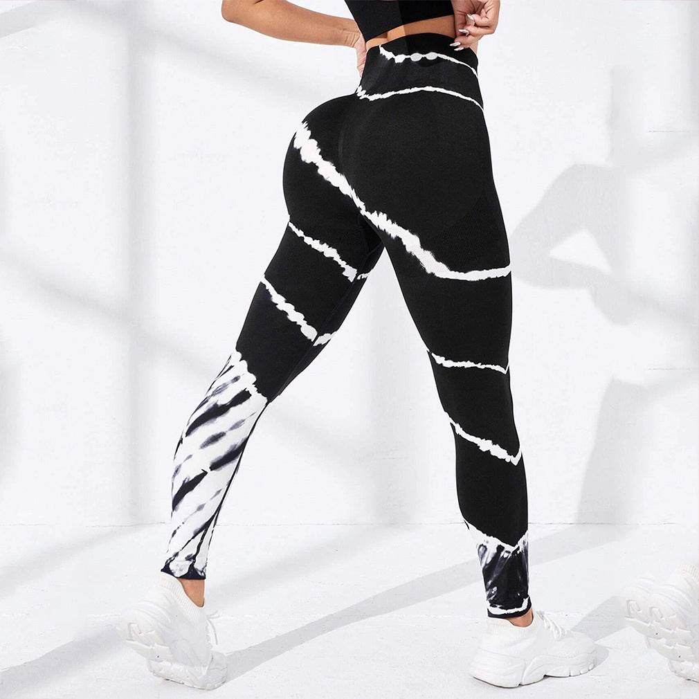 Buycenter Tie-Dye Stripes Yoga Pants – Seamless, Hip Lifting Sport Wear - Buy Center