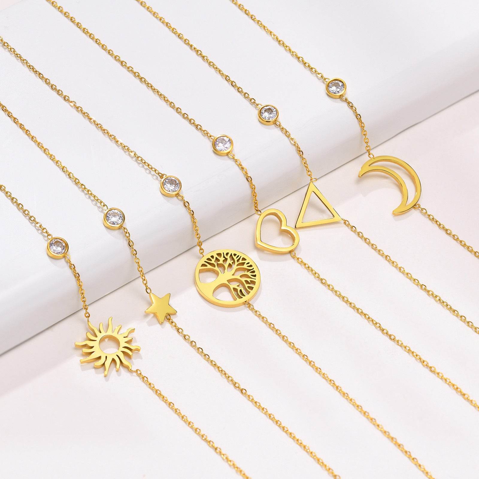 Buy Center Stainless Steel Thin Bracelet - Sun, Moon & Star Design - Buy Center