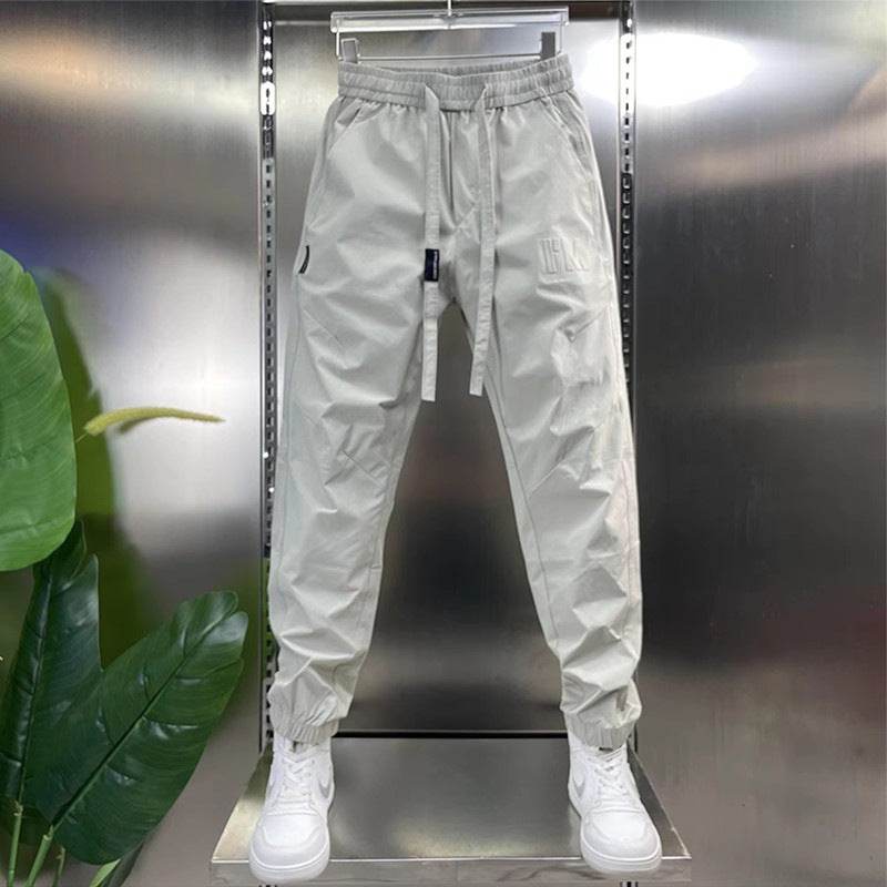 Men's Cargo Pants - Letter Print Ankle Band, Drawstring Style Slacks - Buy Center