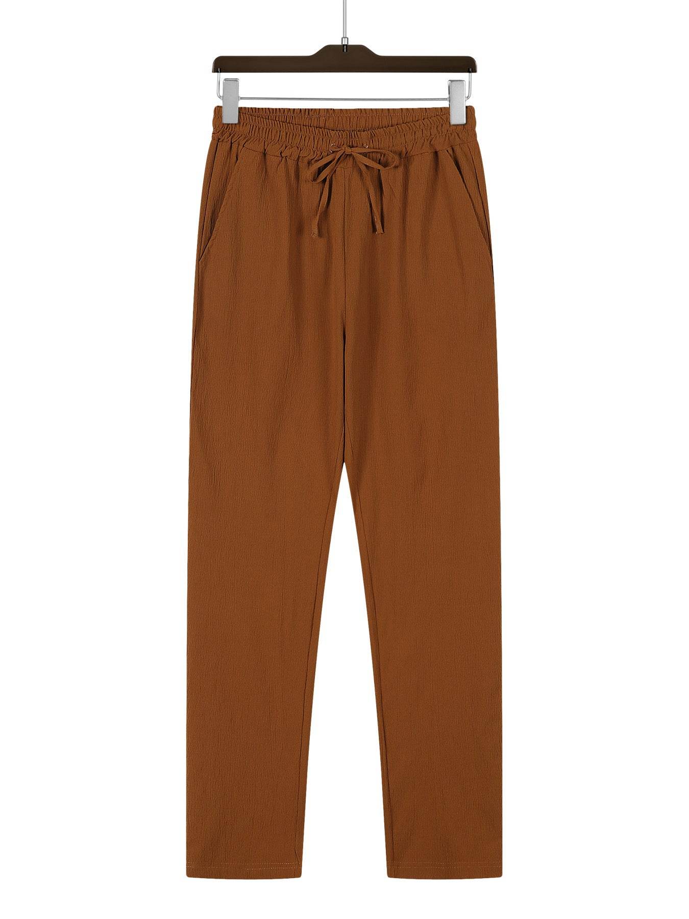 Men's Casual Straight Pants - Mid Waist, Micro-Elastic, Bamboo Fiber - Buy Center