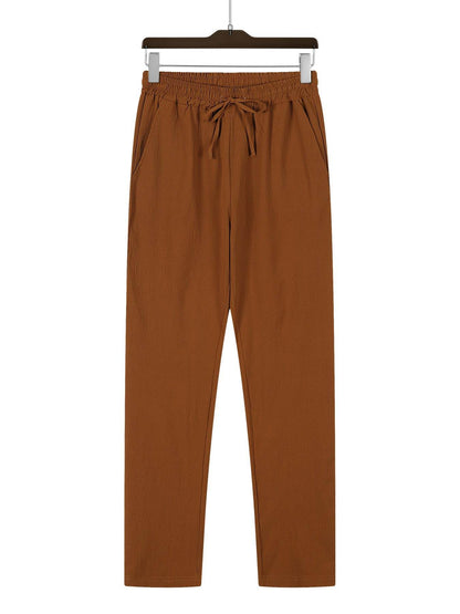 Men's Casual Straight Pants - Mid Waist, Micro-Elastic, Bamboo Fiber - Buy Center