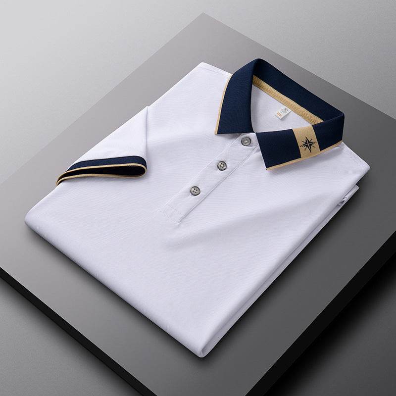 Men's Breathable Summer Lapel T-shirt - Short Sleeve, Solid Colors - Buy Center