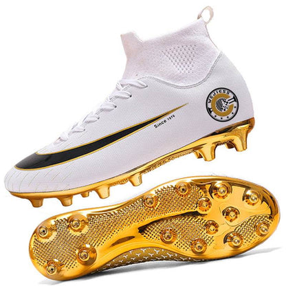 High-Top Gold-Plated Soccer Shoes - Breathable & Stylish for All Grounds - Buy Center